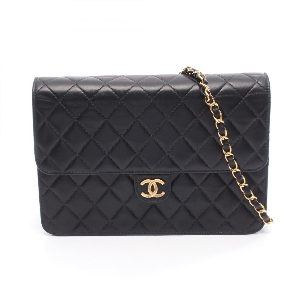 Chanel Matelasse Shoulder Bag Lambskin Sheepskin Black